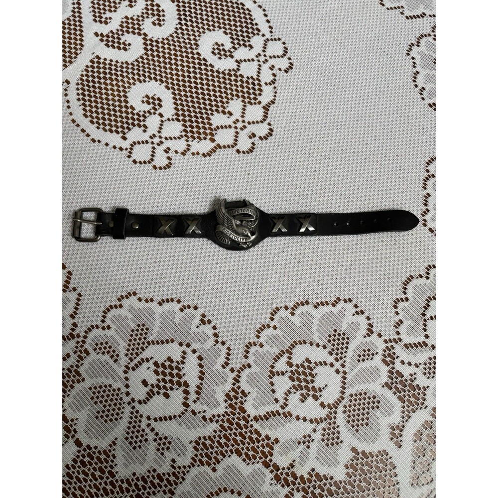 Live to ride Ride to live unisex Bracelet Leather Cuff style buckle -Black